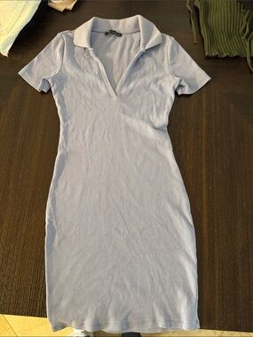 Zara Light Lavender Polo-Collar Mini Dress